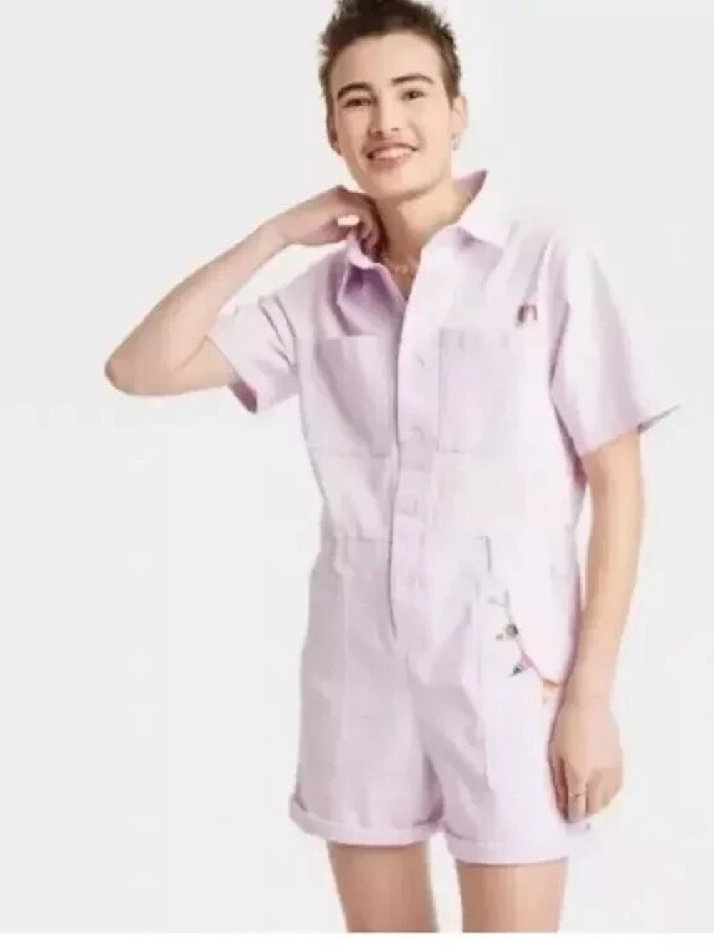 Target Pride boilersuit romper jumper medium lavender NWT button-up front
unisex